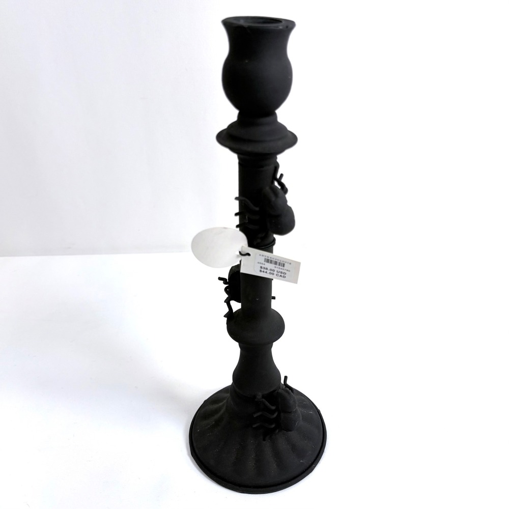 Anthropologie Candlestick Holder Black Spider Insect‎ Halloween Gothic Decor NEW